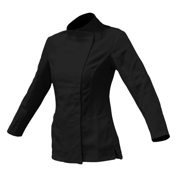 YellowJacket Chefwear Black Long Sleeve Womens Chef Jacket Uniform Side