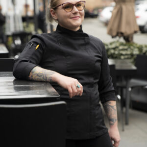 YellowJacket Chefwear Black Long Sleeve Womens Chef Jacket Uniform Model