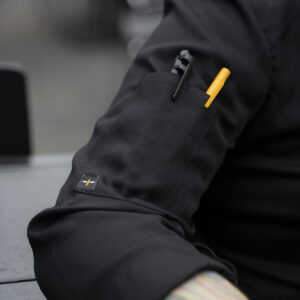 YellowJacket Chefwear Black Long Sleeve Womens Chef Jacket Uniform Model Pen Pocket