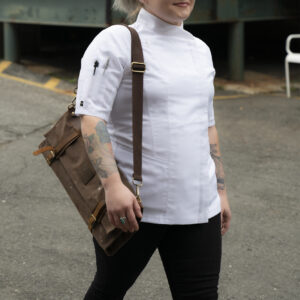 YellowJacket Chefwear White Short Sleeve Womens Chef Jacket Model