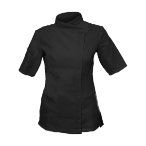 YellowJacket Chefwear Black Womens Chefwear Coat Jacket Ladies Female Chef Wear Uniform Front